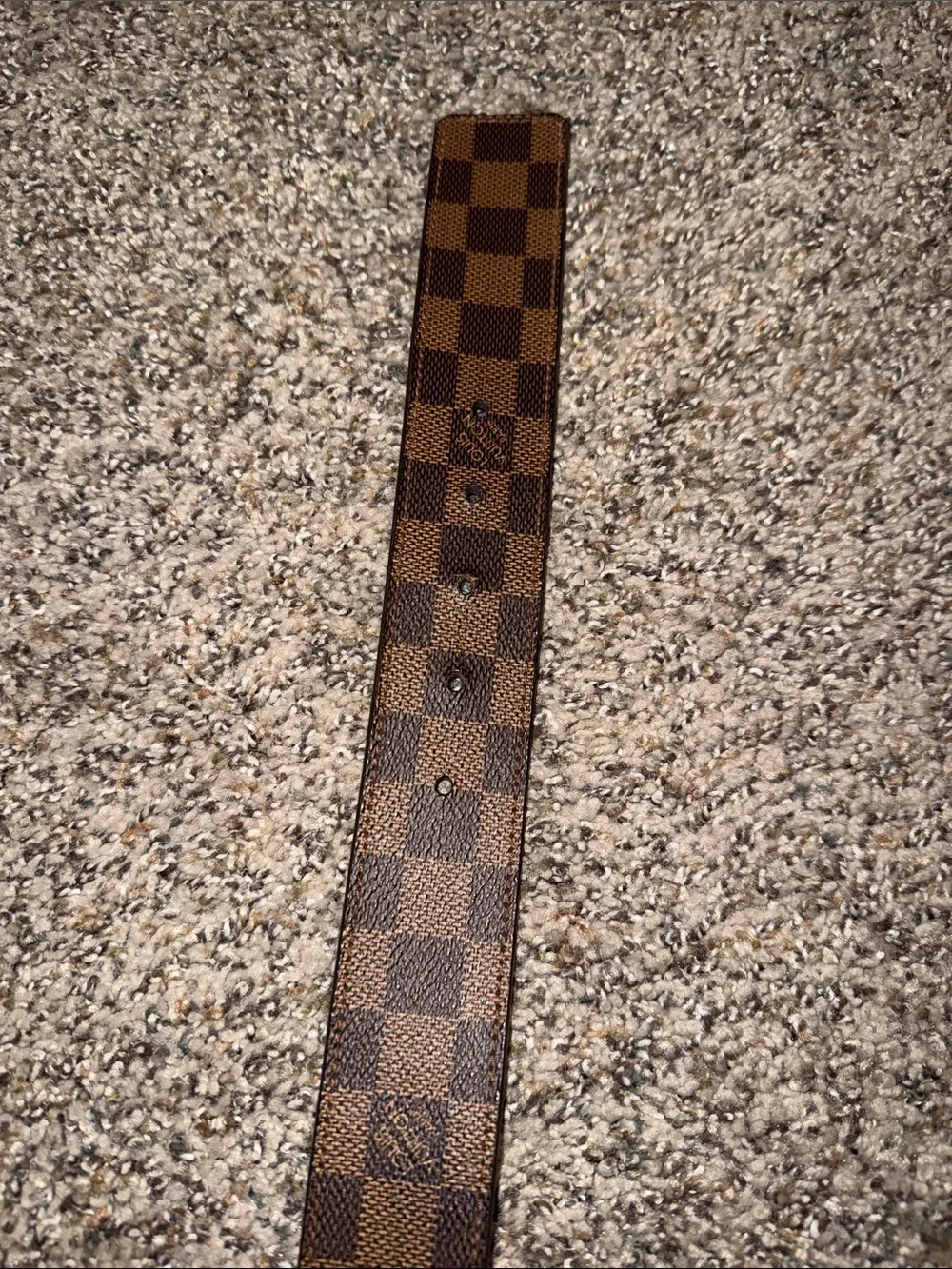 Louis Vuitton Brown Damier Canvas Belt with Dark LV Buckle